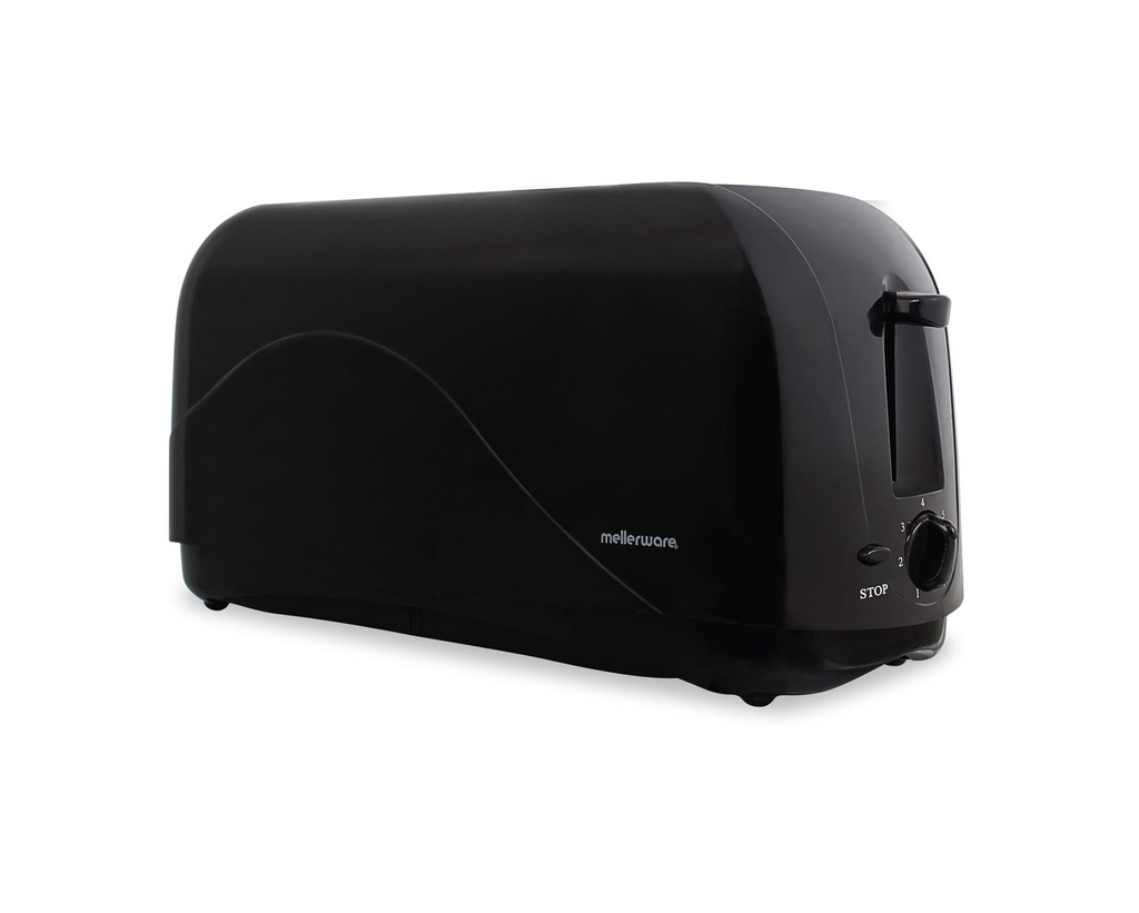 Toaster 4 Slice Plastic Black 1300W Hot Slice