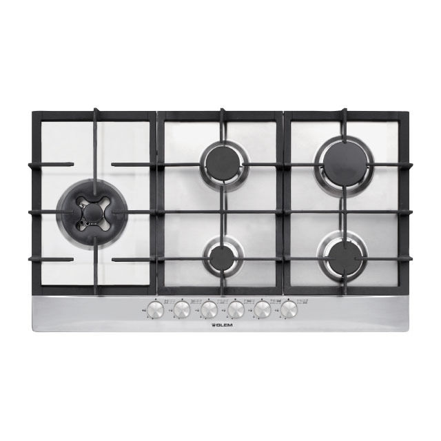 Hob Glem 90cm 5 Burner dual valve C.I Potrests S/S