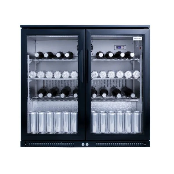 200L Two Door Under Counter Beverage Cooler Black