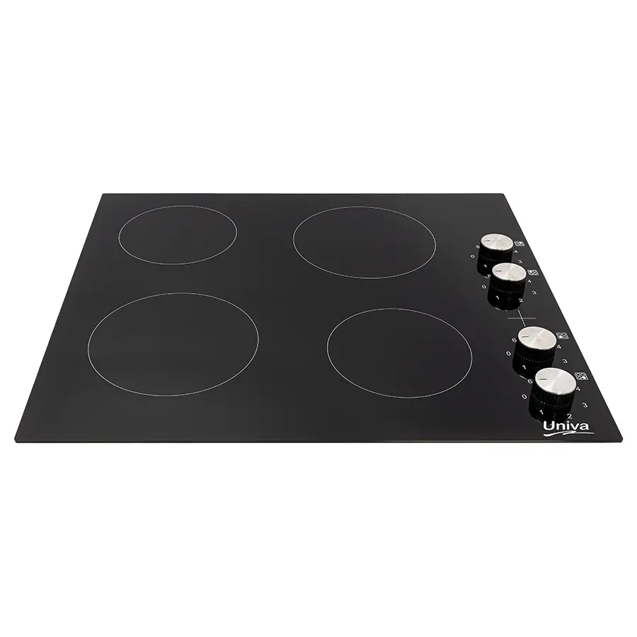 Hob Ceran 4 plates with control panel Black