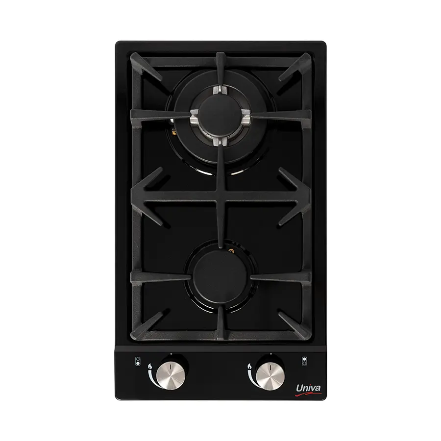 Univa 2 burner gas hob Black