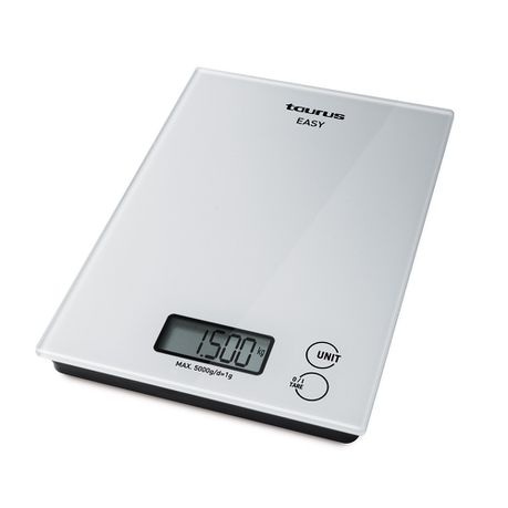Kitchen Scale Digital Battery Glass White 5kg 3V Easy Scale