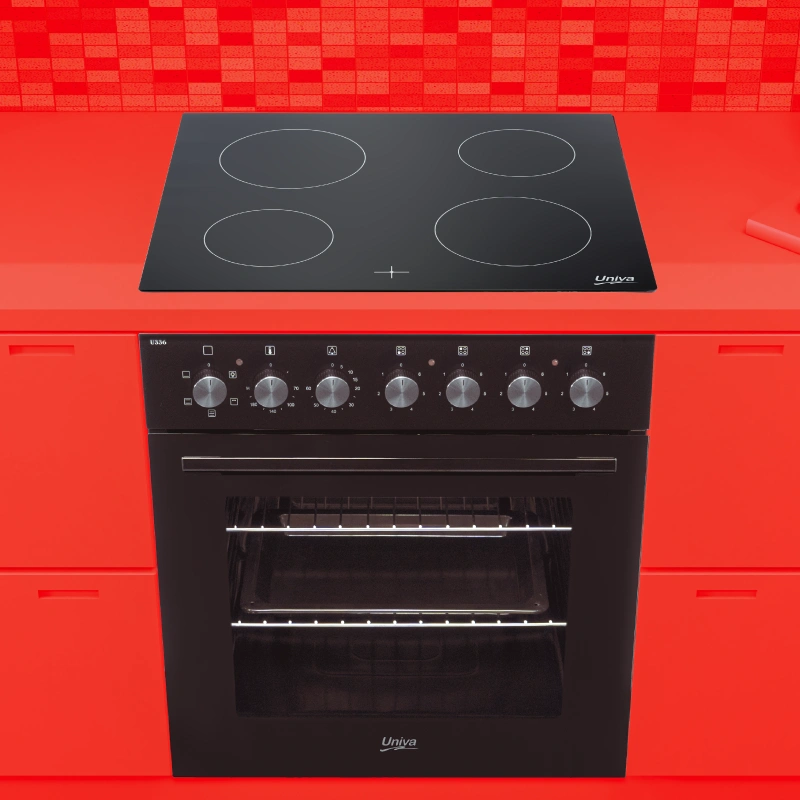 Univa Black Under-counter Oven and Black Ceran Hob