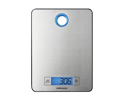 [26001] Kitchen Scale Battery Operated LCD Display Stainless Steel Brushed 5kg 4.5V "Saxony"