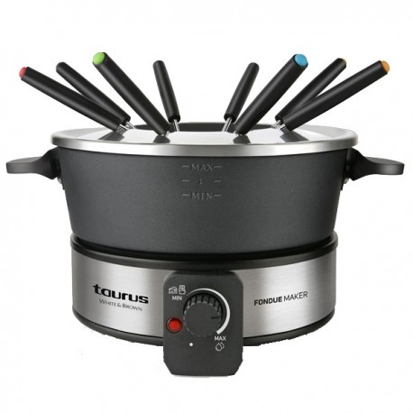[968936] Fondue Set With 8 Skewers Aluminium Black 2L 1000W