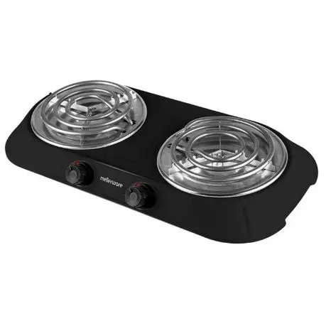 [27200SBKD] Hotplate Double Powder Coat Black Spiral Plate 2000W "Helios" 
