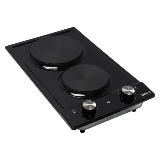 [UDH02B] Univa 2 solid plate Domino Solid hob Black
