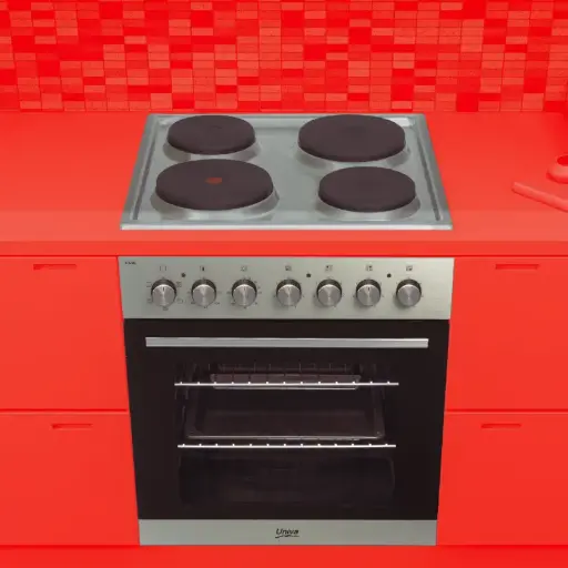 [U336SM-1] UNIVA Oven and Solid Hob Metallic 84L