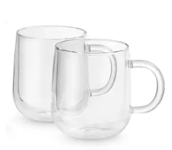 [DLSC327] 2 x 500ml Double Wall Glass Mugs  
