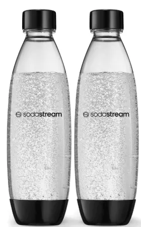 [266180] Sodastream 1L Fuse Twin Pack Black Carbonating Bottles