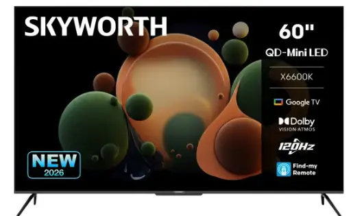 [SKW-60X6600K] Skyworth 60” QD-MiniLED 120Hz Cinema Google TV